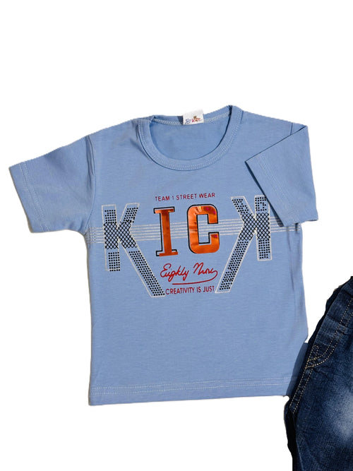 Blue Kids Boy Shirt with Black Pant – Stylish Outfit