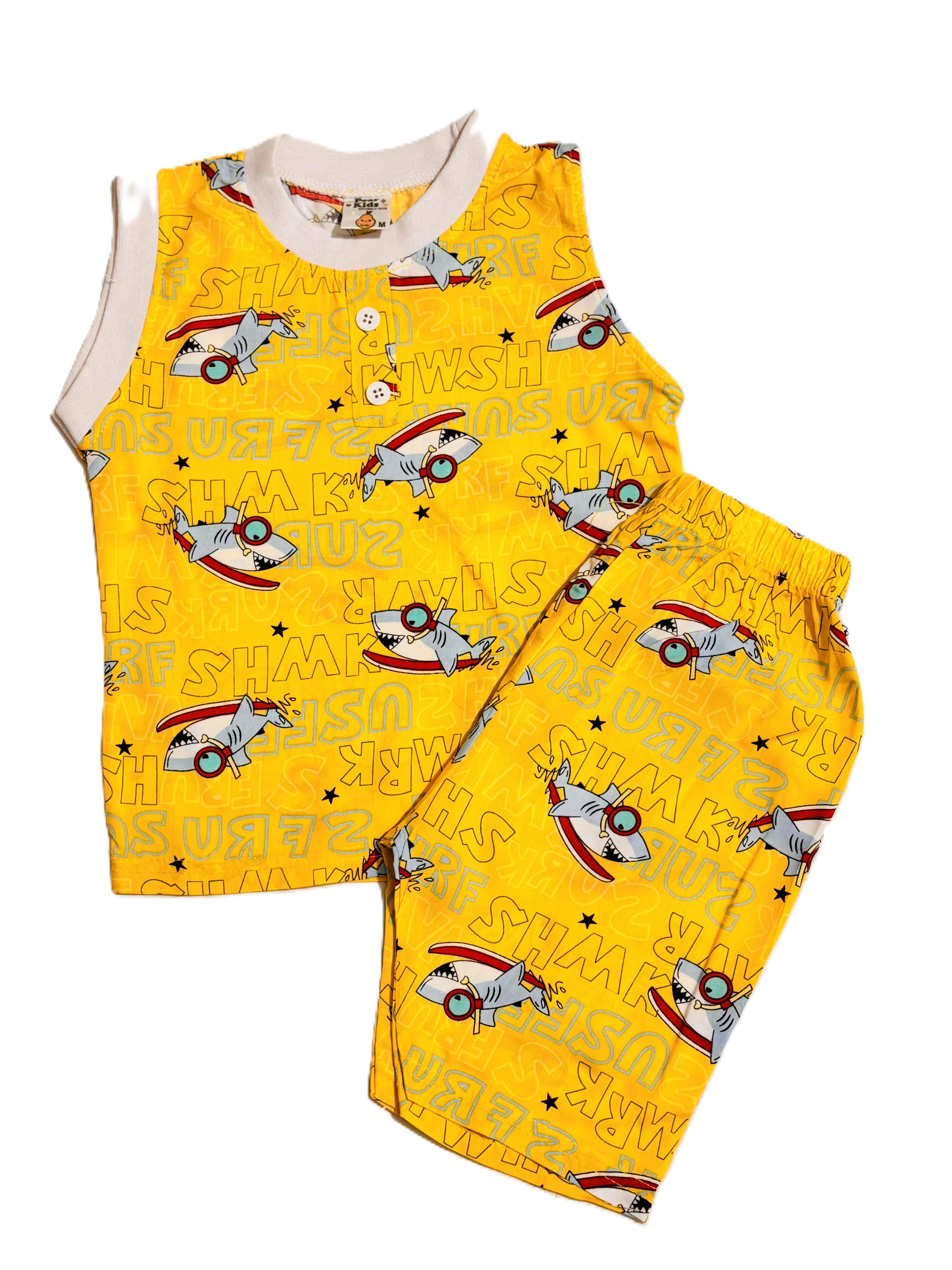 Kids Boy toy Print yellow Sleeveless Shirt with Pant Set