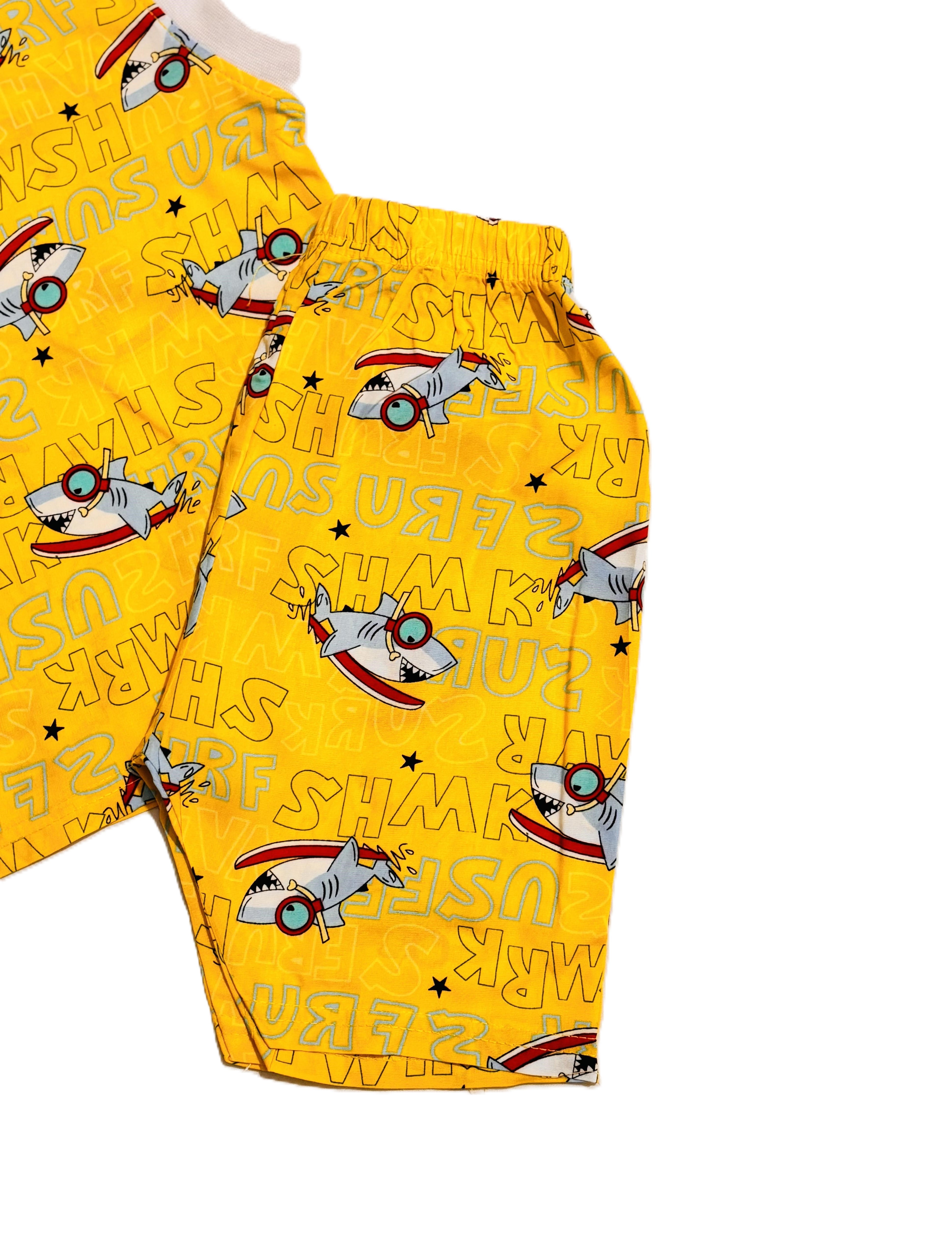 Kids Boy toy Print yellow Sleeveless Shirt with Pant Set