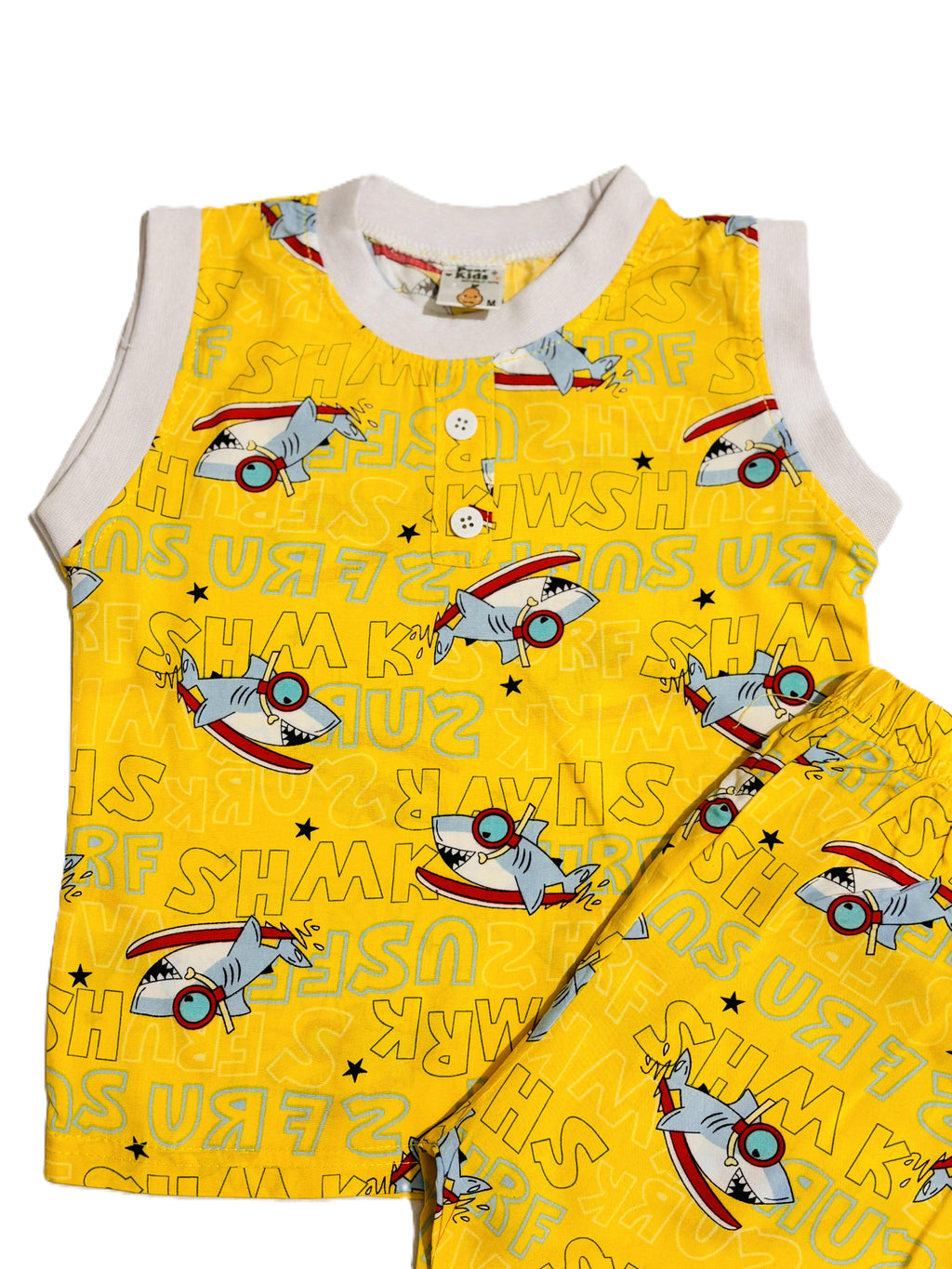 Kids Boy toy Print yellow Sleeveless Shirt with Pant Set
