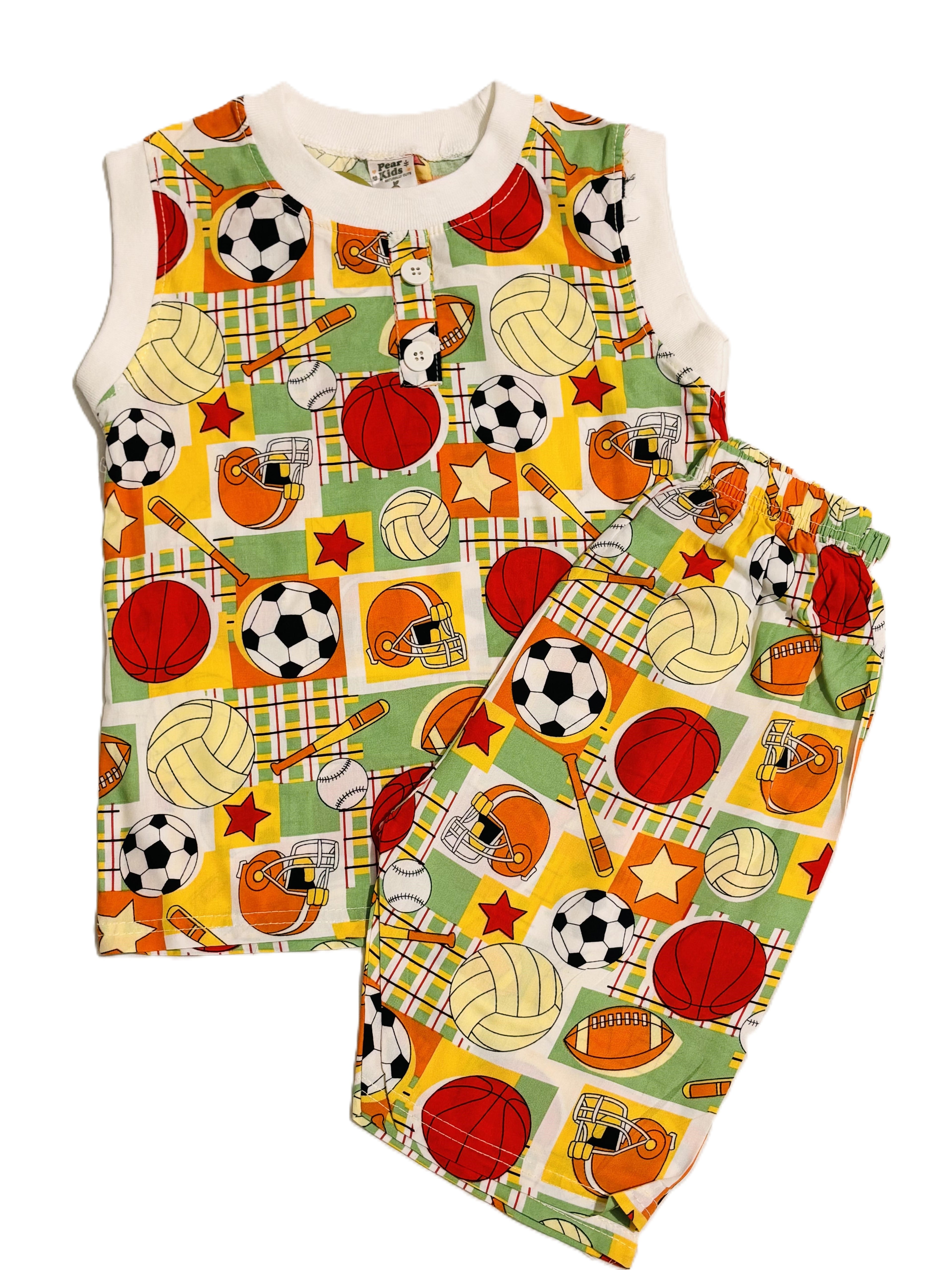 Kids Boy football Print Sleeveless Shirt with Pant Set