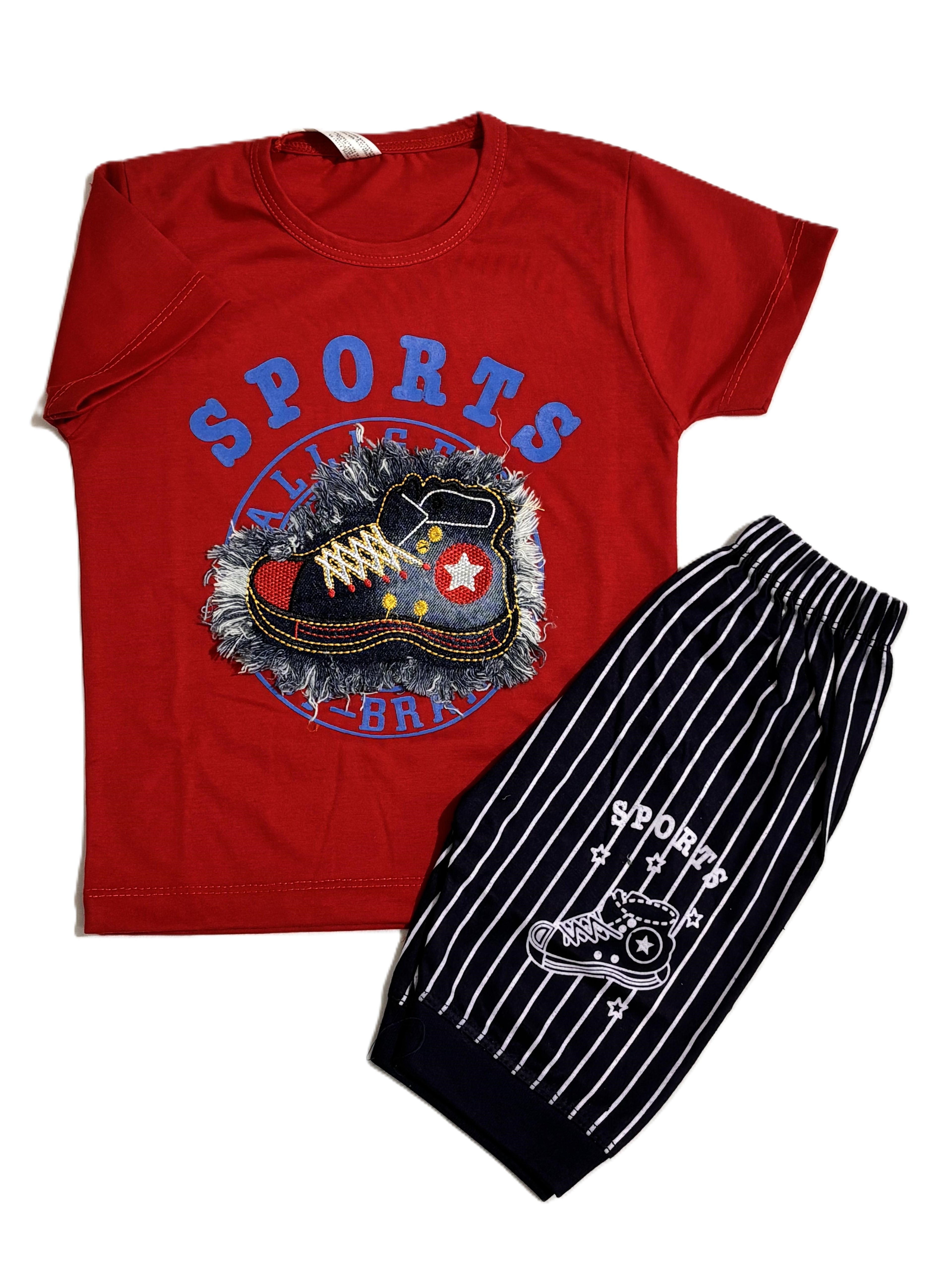 Kids Red sports Shirt with Pant Set – Stylish Outfit