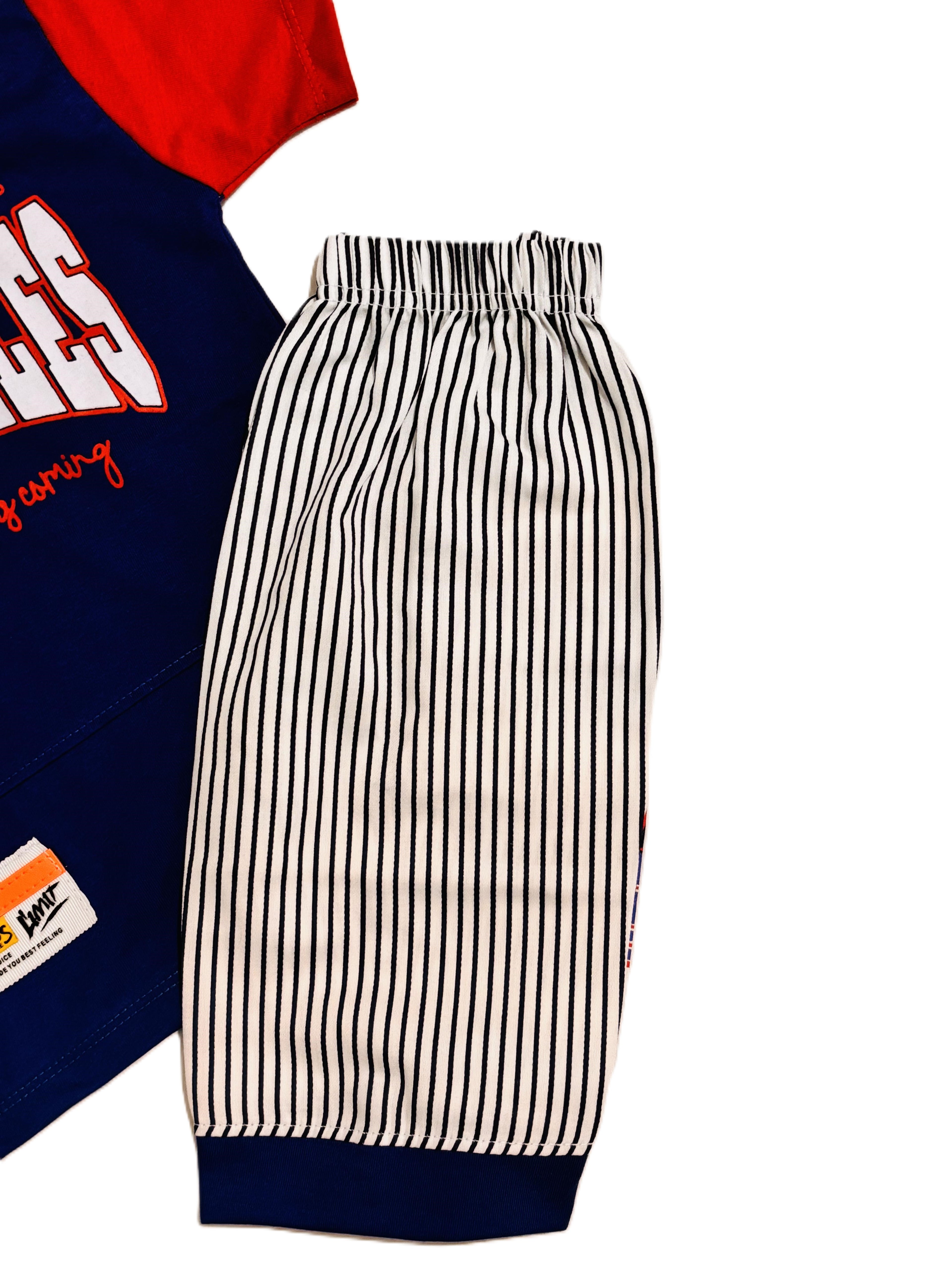 Boys T-Shirt with Striped Pants & Cap set  – Summer Kids Outfit