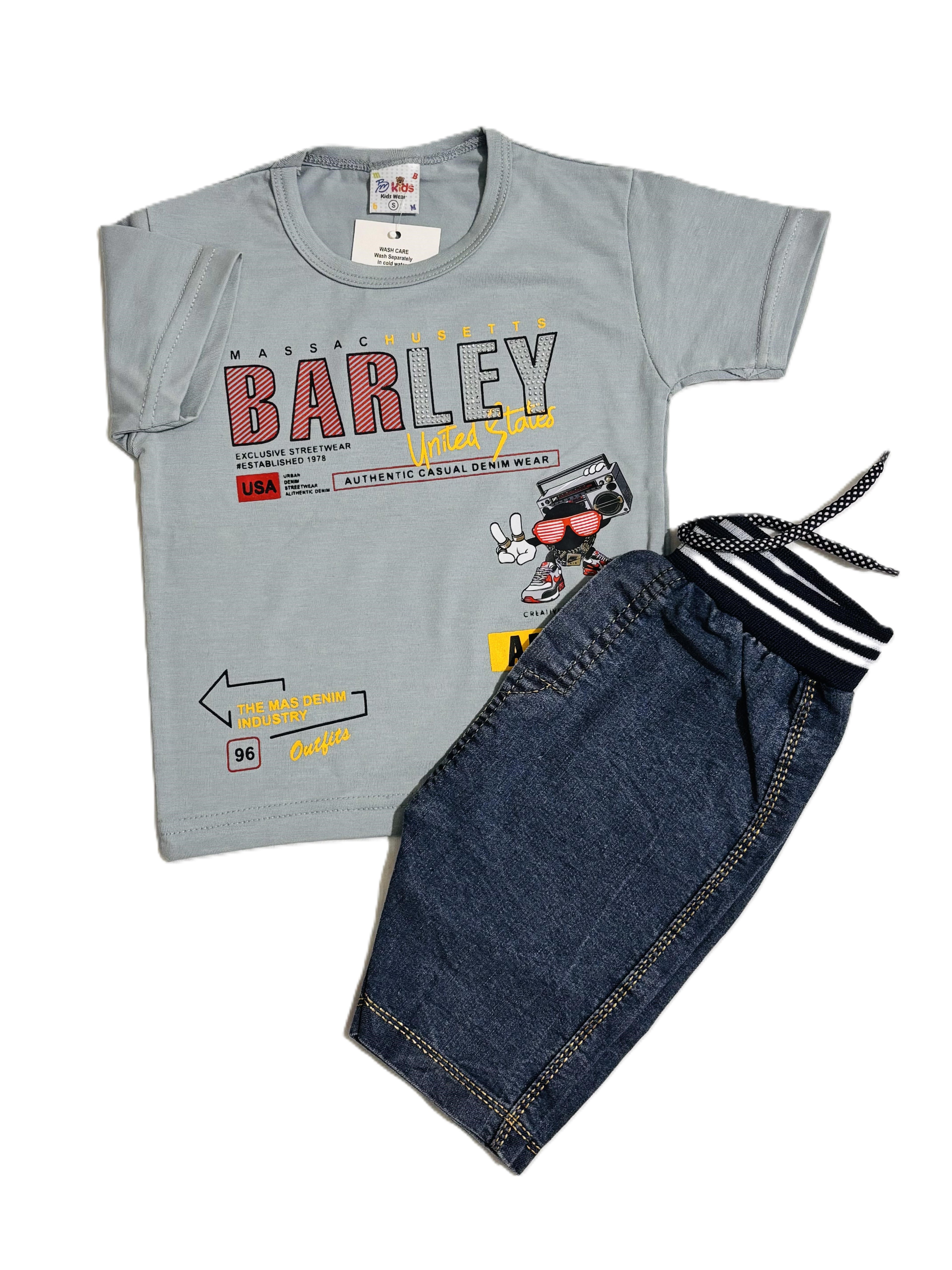 Kids Gray Shirt with Pant Set – Stylish Outfit